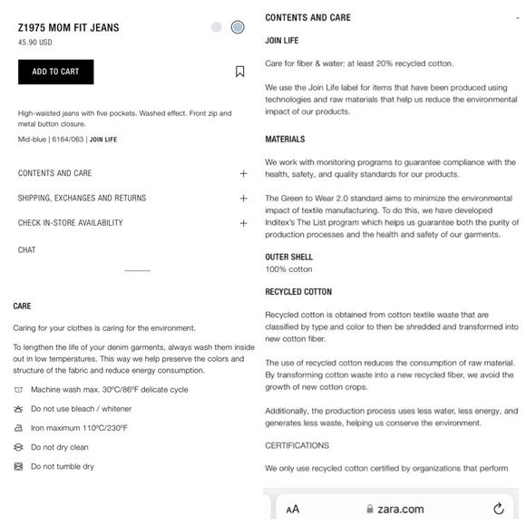 NWT ZARA Z1975 MOM FIT JEANS - Picture 12 of 12